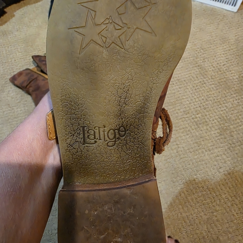 CLOSET CLOSING.  OCT 10TH Latigo Brown Combat Moto Boots with Buckle Straps - Picture 3 of 3